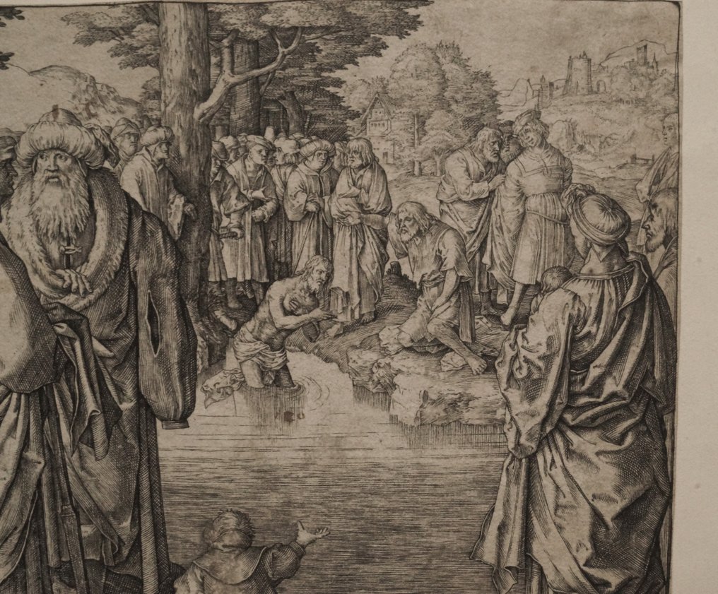 Lucas Van Leyden (1494-1533) - "The Baptism of Christ in the river Jordan" #1.0