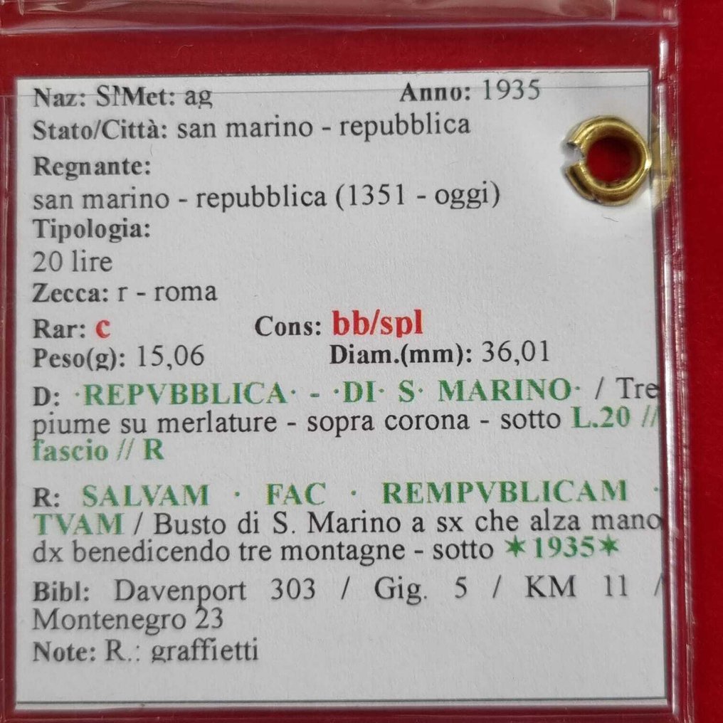 圣玛利诺. Republic. 20 Lire 1935  (没有保留价) #2.1