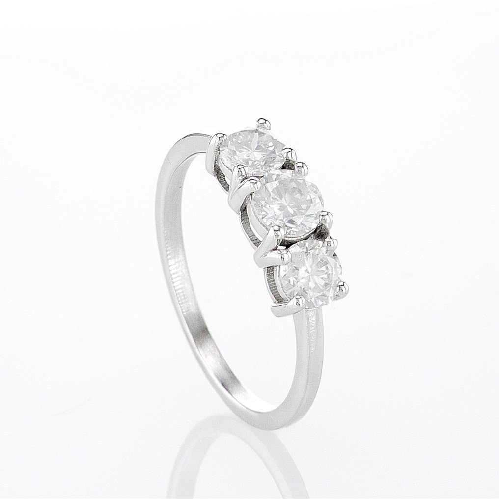 Zonder minimumprijs - Ring - 14 karaat Witgoud - 1.04ct. tw. Diamant (Natuurlijk) - Diamant - F-G / F-G kleur SI2 / SI1-SI2 #4.3