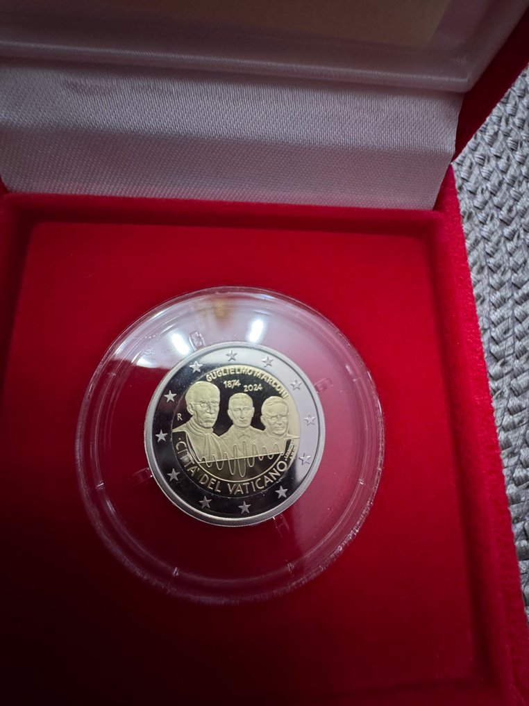 Vaticaan. 2 Euro 2024 "Guglielmo Marconi" (2 monedas) Proof + BU (Zonder minimumprijs) #3.2