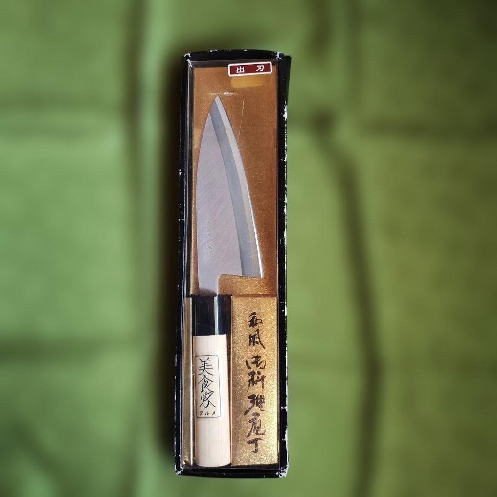 Shimomura Kōgyō (下村工業) - Μαχαίρι κουζίνας - Deba bōchō -  Ιαπωνικό μαχαίρι κουζίνας — «Γκουρμέ» 美食家 — Αχρησιμοποίητο - Χάλυβας, Ξύλο - Ιαπωνία #1.0