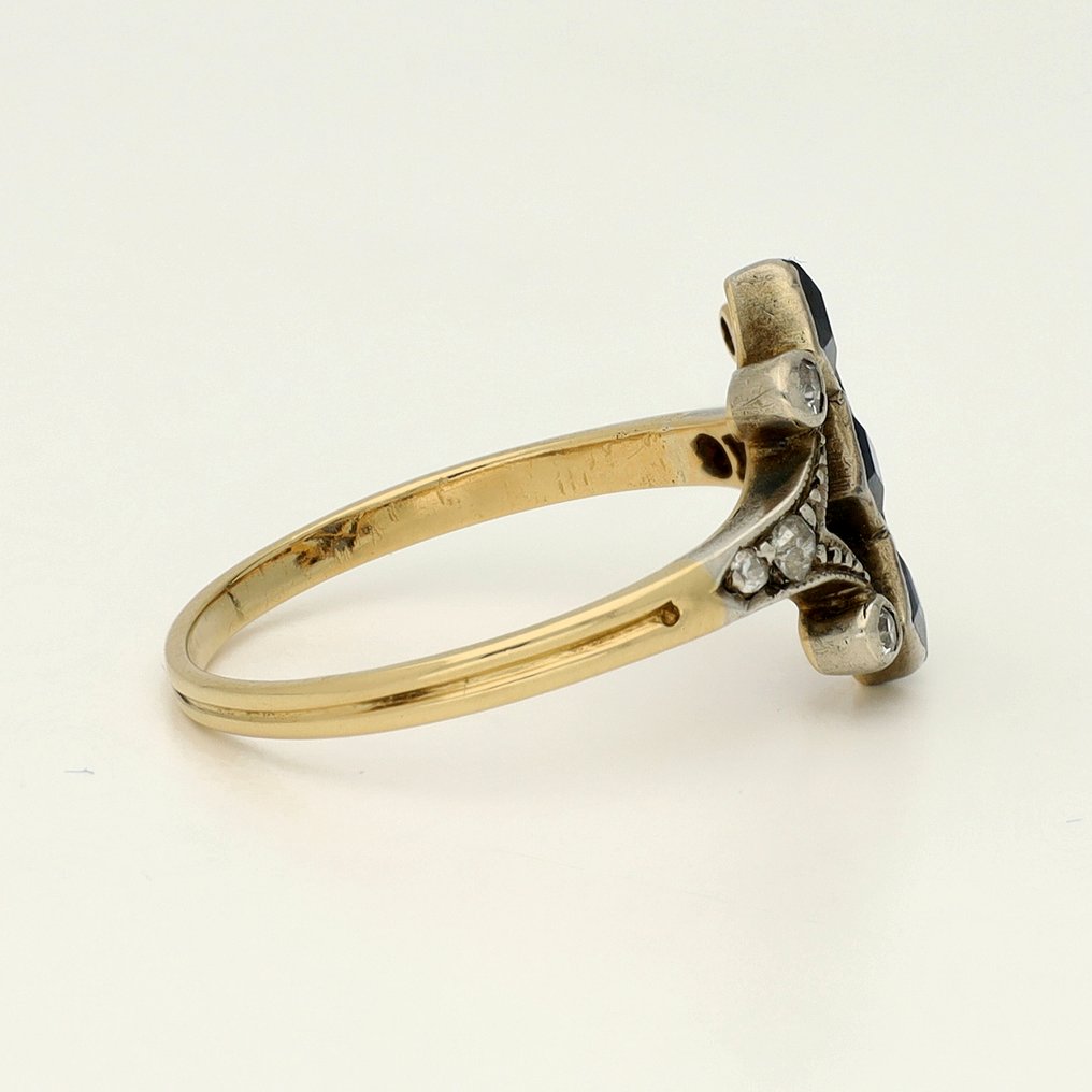 Sans prix de réserve - Bague - 18 carats Or jaune - Diamant - Saffier #4.3