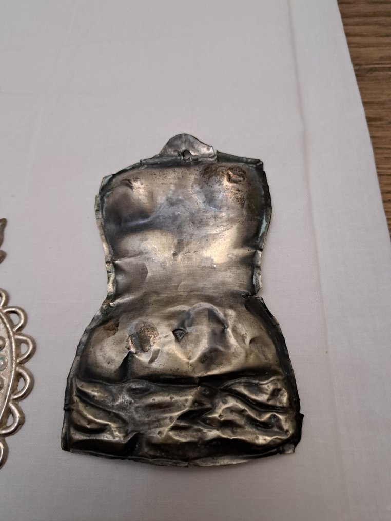 古董 献祭 (2) - 镀银 - 1910-1920 - 一对 Ex voto  #3.2