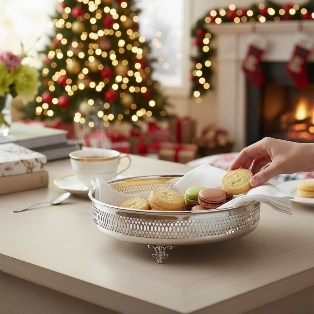 Διακοσμητικό - Μον. «Αλζατίνα/Βάσο» με περίγραμμα διατρητό Vittoriano και διακοσμητικά πόδια, δεκαετία του 1970 - επάργυρος #1.0