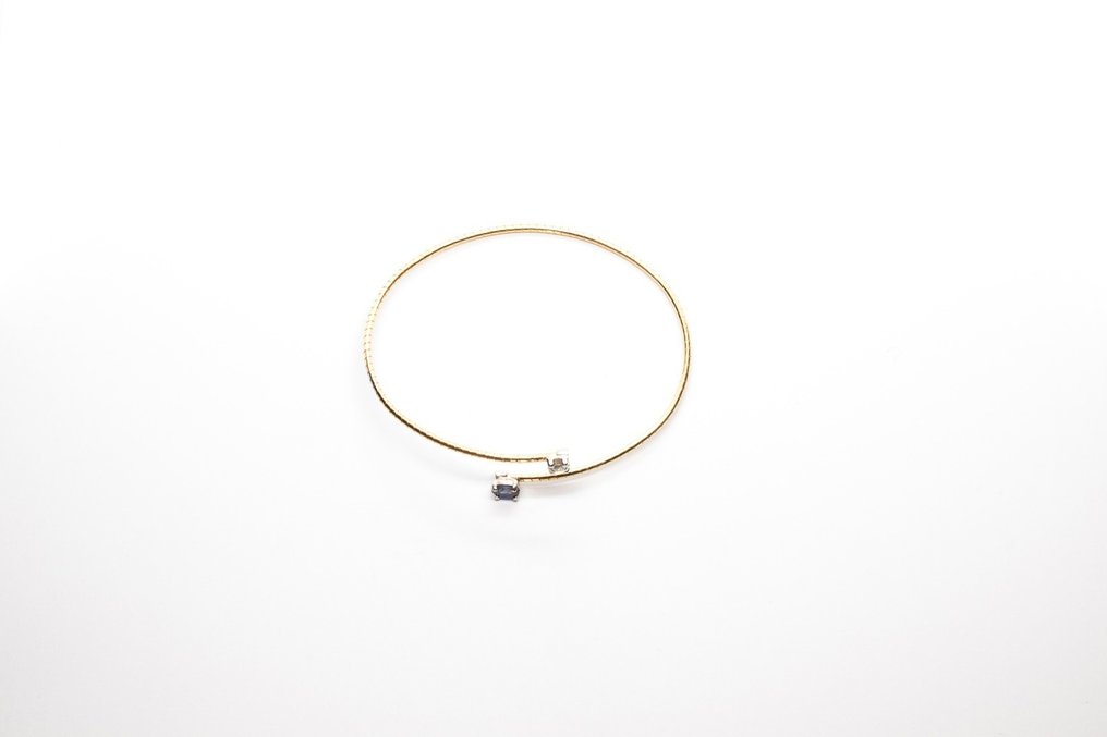手镯 - 18K包金 白金, 黄金 - 0.49ct. tw. 钻石 (天然) - 蓝宝石 #2.1