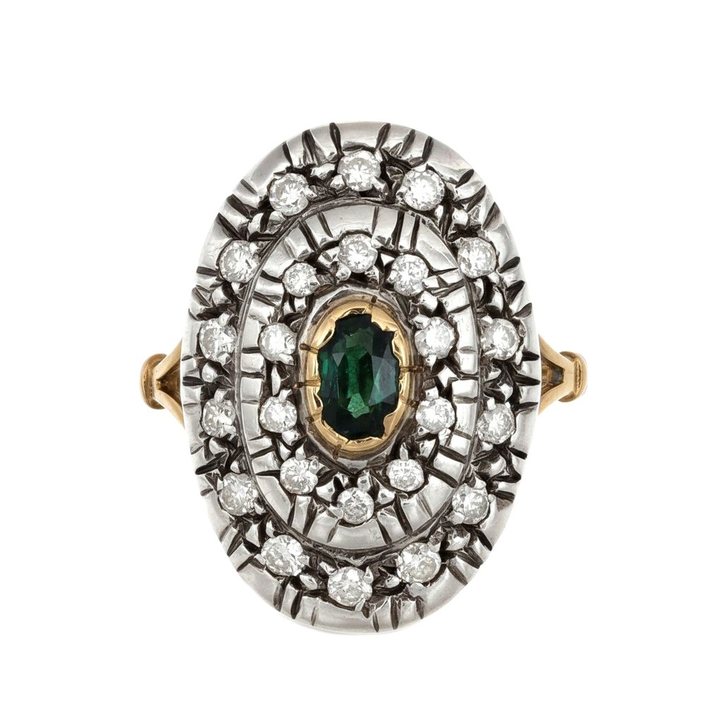 Bague - 18 carats Or jaune, Argent - 0.98ct. tw. Saphir - Diamant #4.3