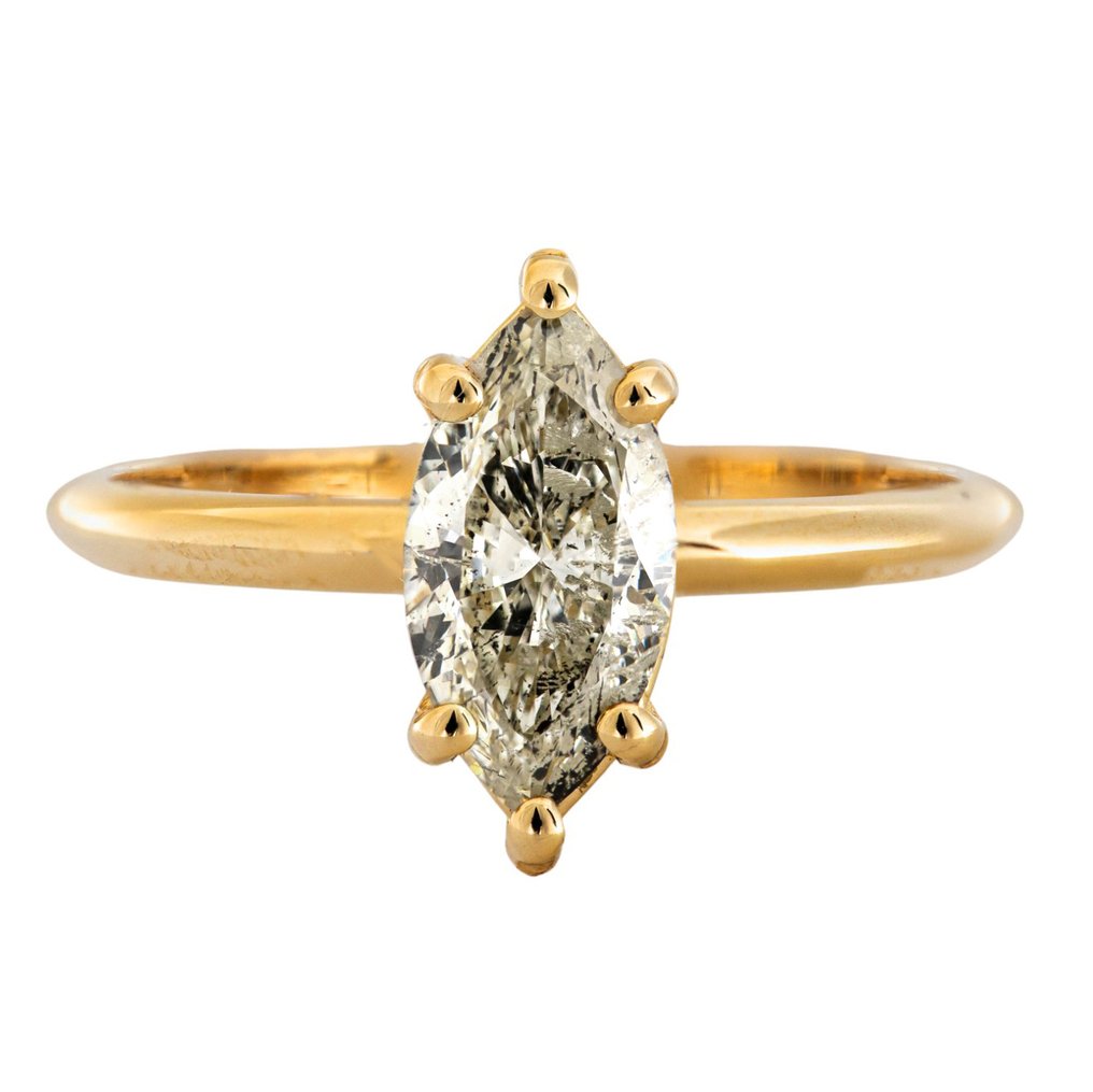 Zonder minimumprijs - Ring - 14 karaat Geel goud -  1.02ct. tw. Geel Diamant (Natuurlijk gekleurd) #1.0