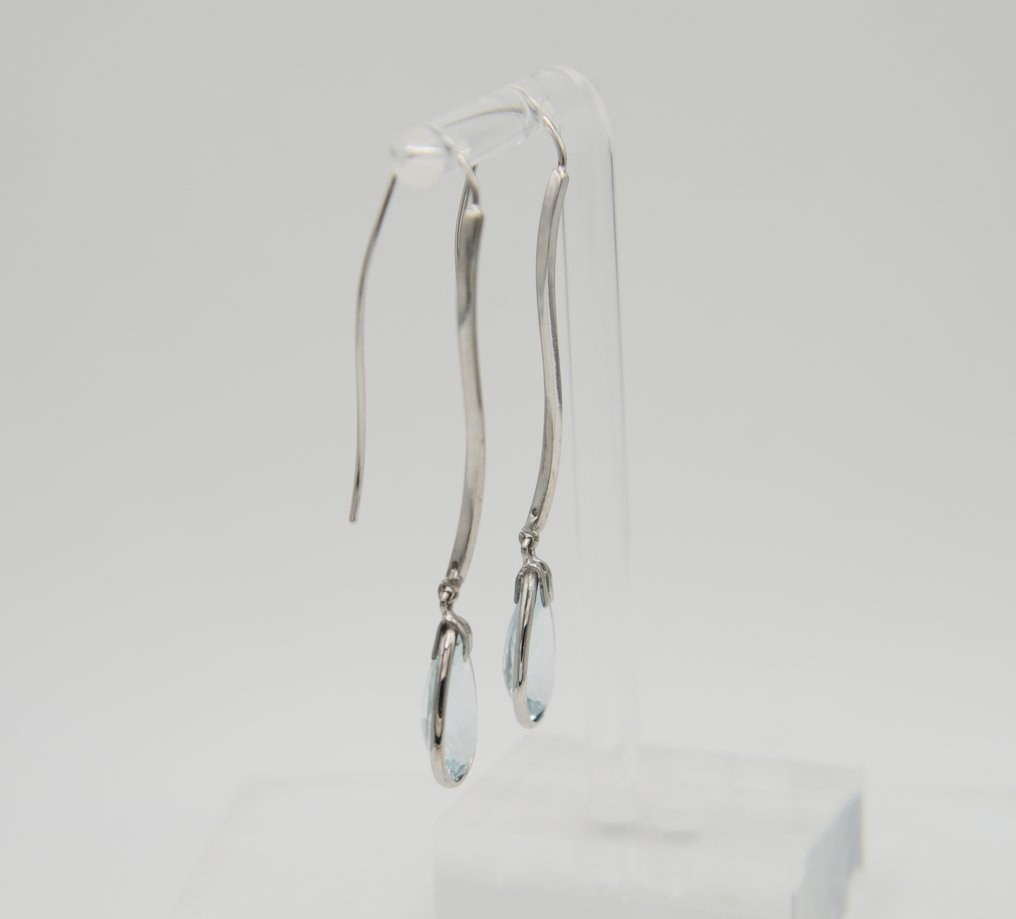 Collier avec pendentif - 18 carats Or blanc Aigue-marine #4.3