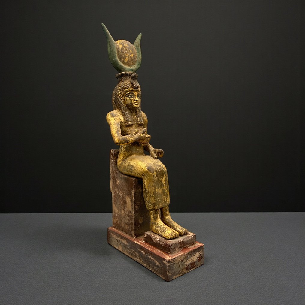 Replica of ancient Egyptian Wooden Statue Seated Goddess Isis  - Museum Quality #1.0