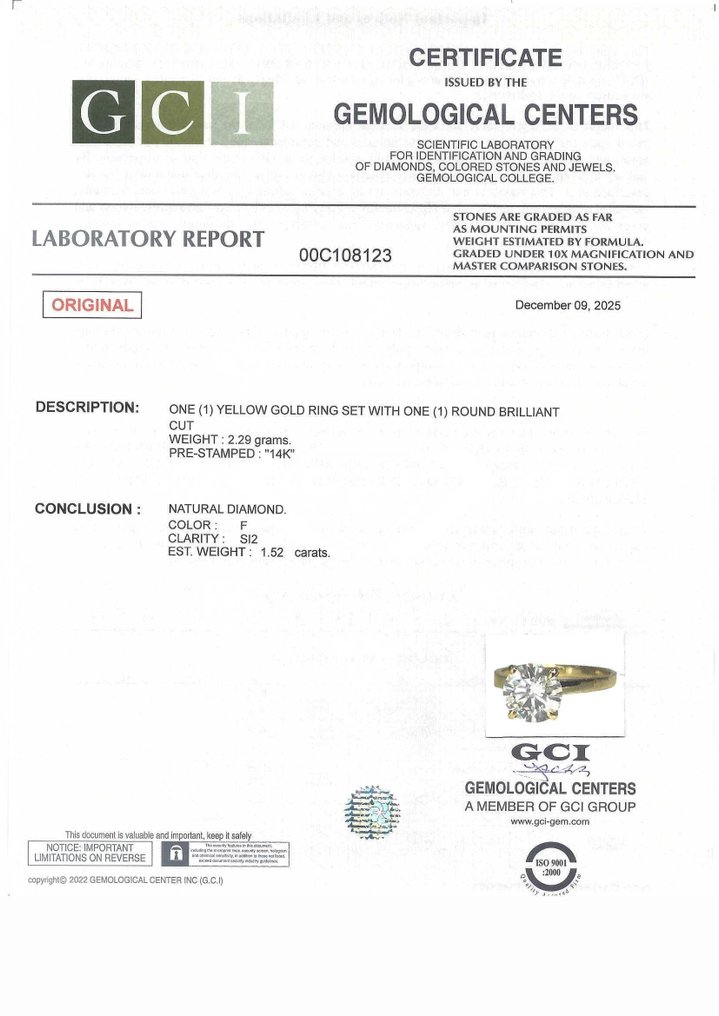 χωρίς τιμή ασφαλείας - Δαχτυλίδι αρραβώνων - 14 καράτια Κίτρινο χρυσό - 1.52ct. tw. Διαμάντι (Φυσικό) #3.2