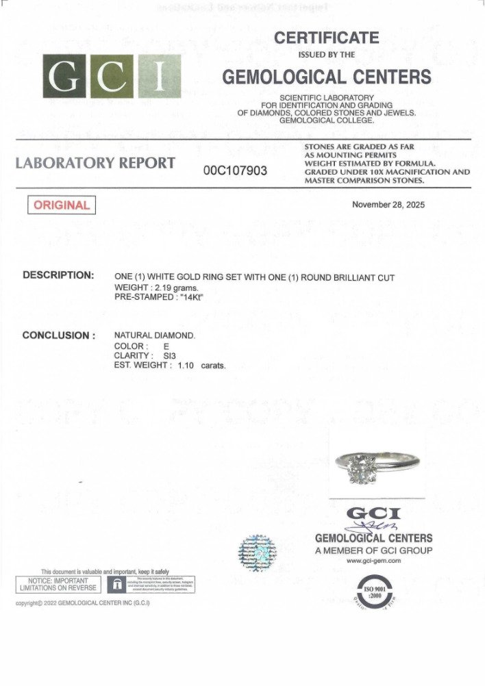没有保留价 - 戒指 - 14K包金 白金 -  1.10ct. tw. 钻石 (天然) #2.1