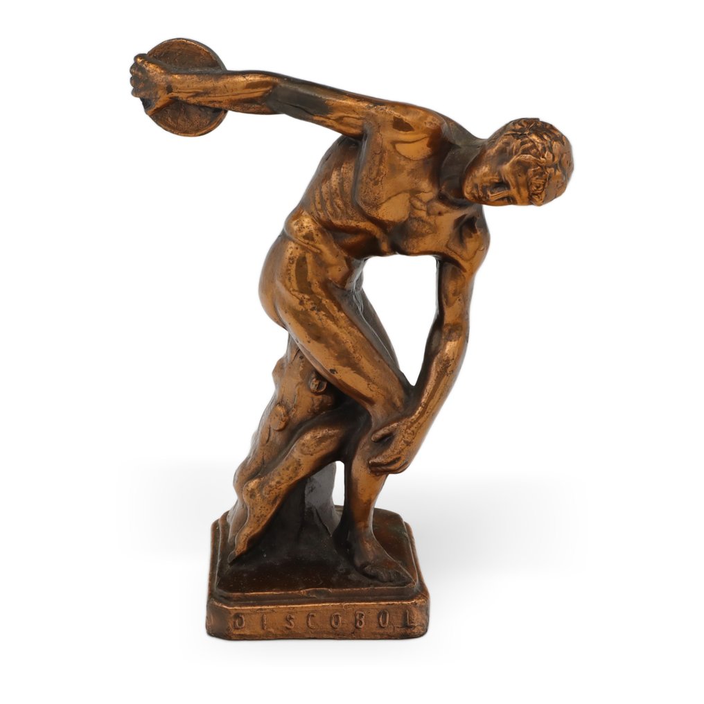 Statue, Discobolus Of Myron Red Bronzed Iron Statue - 20 cm - Iron - 1980 #1.0