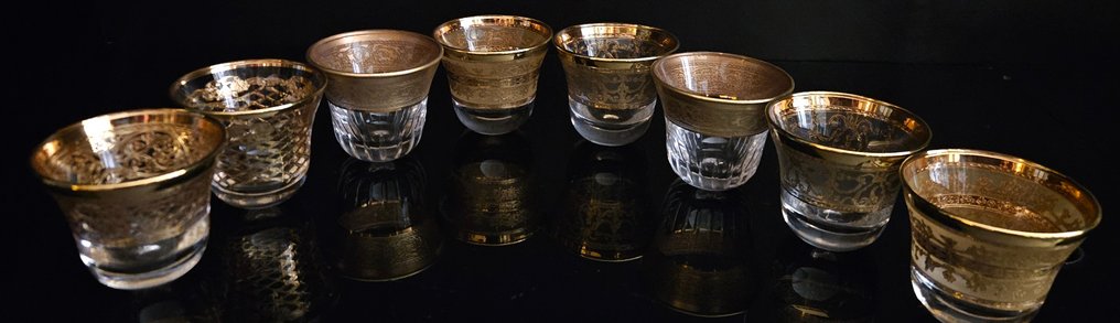 Drikke service (8) - Meget sjælden luksus lille shot-drink i guld. - Krystal, Guld #1.0