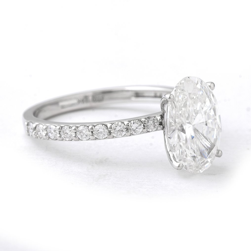 No reserve price - Ring - 14 kt. White gold - 2.87ct. tw. Diamond (Lab-grown) - Diamond #1.0