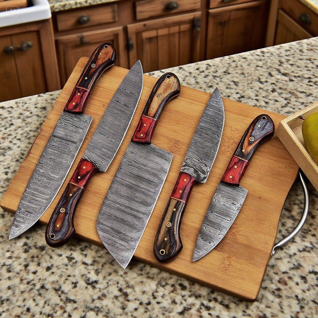 Konyhakés - Kitchen knife set - Acél, Fa, Bőr - Észak-Amerika #4.3