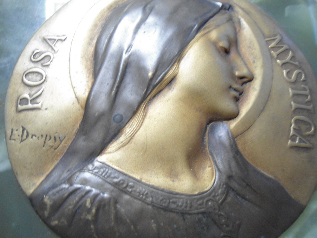 水肿 - 圣洗礼池 - 神秘玫瑰 - 23 厘米 - 缟玛瑙, 黄铜, 黄铜色 - 1920-1930 #3.2