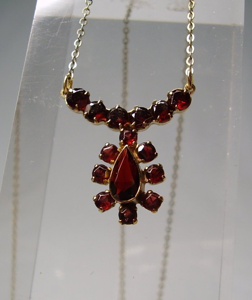 没有保留价 - 项链 - 8K包金 黄金 -  5.00ct. tw. 石榴石 - Böhm。工作大约在1890/1900年 #3.2