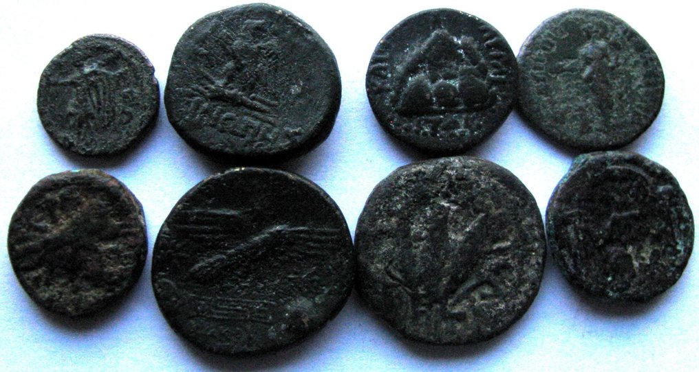 罗马帝国, 罗马帝国（省） Lot of 8 Æ coins 1st-3rd AD  (没有保留价) #1.0