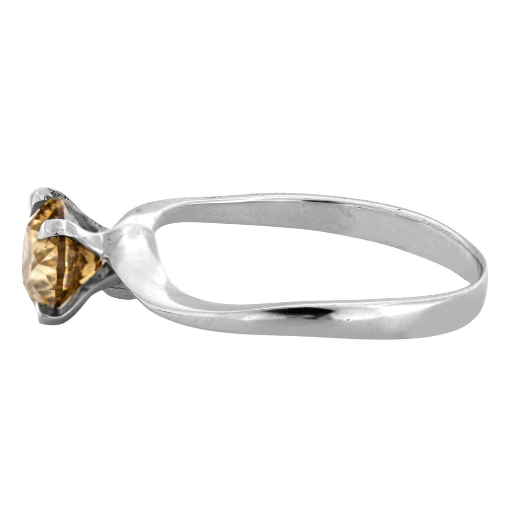 Fără preț de rezervă - Inel - 14 ct. Aur alb - 1.01ct. tw. Galben Diamant (Colorat natural) #4.3