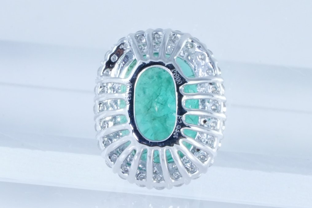 Ingen mindstepris - Vedhæng Platin - 3.12ct. tw. Smaragd - Diamant #4.3