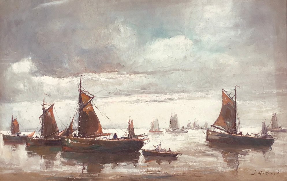 Gustave Helinck , 1884 - 1954. - Zeilboten op het water. #1.0