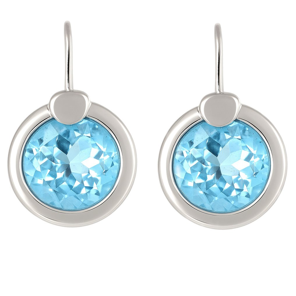 耳环 - 18K包金 白金 - 7.00ct. tw. 海蓝宝石 #1.0