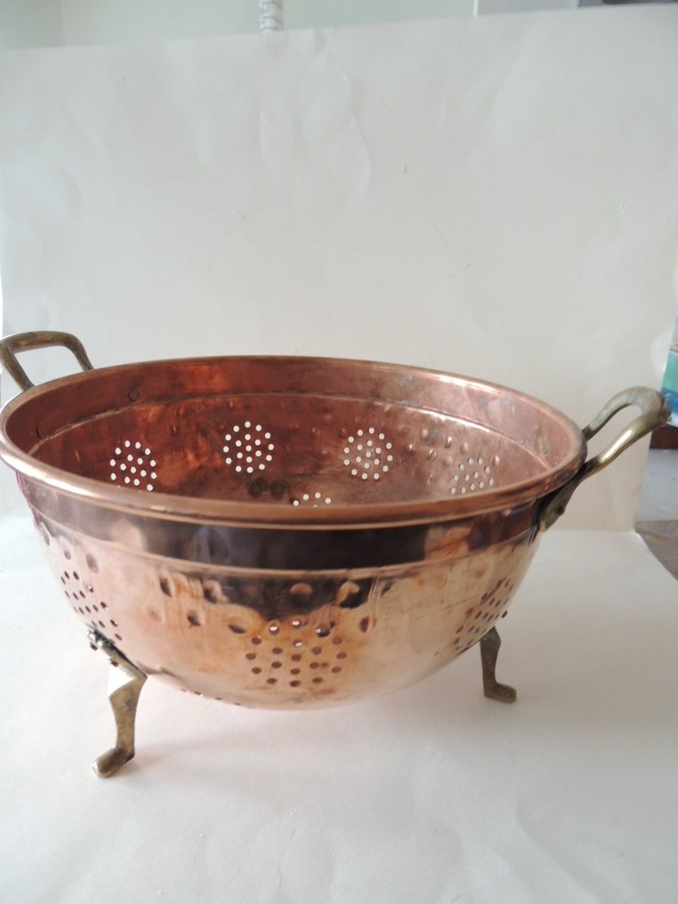 Si - Smuk og stor si i massivt kobber og messing. #1.0