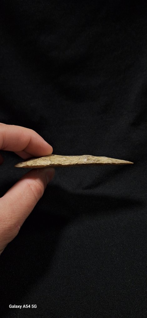 Neolithic Flint Magnificent spear point, dagger, biface knife, flint, United States USA, private collection - 90 mm  (No reserve price) #4.3