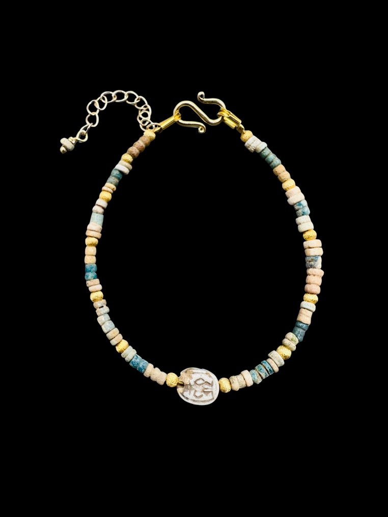 Βραχιόλι με αρχαία αιγυπτιακά χάντρες από μουμιοποιημένα σώματα και σκαραβαίο της Νέας Βασιλείας - Αίγυπτος  (χωρίς τιμή ασφαλείας) #1.0