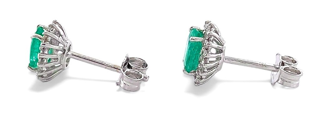 χωρίς τιμή ασφαλείας - Σκουλαρίκια - 18 καράτια Λευκός χρυσός Σμαράγδι - Διαμάντι #4.3