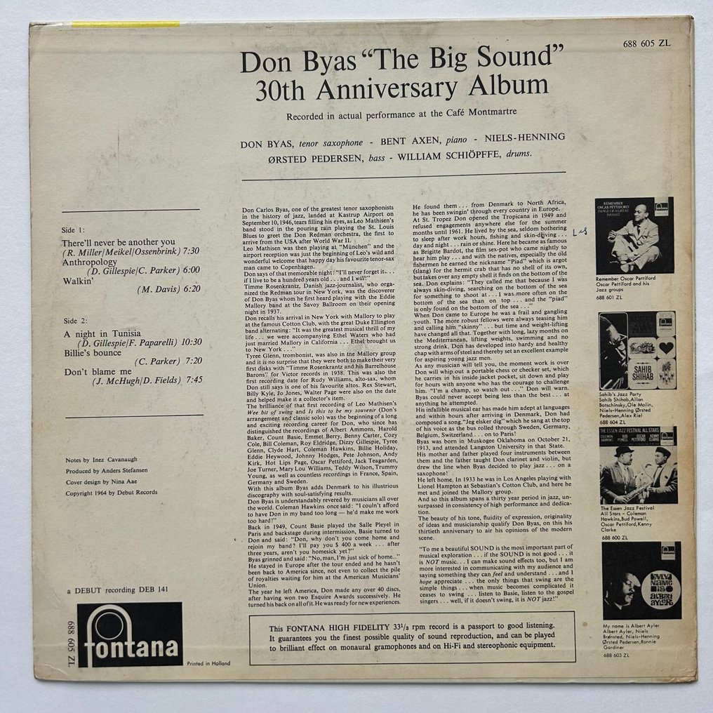 Don Byas - 30th Anniversary Album (1st pressing!) - Disque vinyle unique - 1964 #1.0