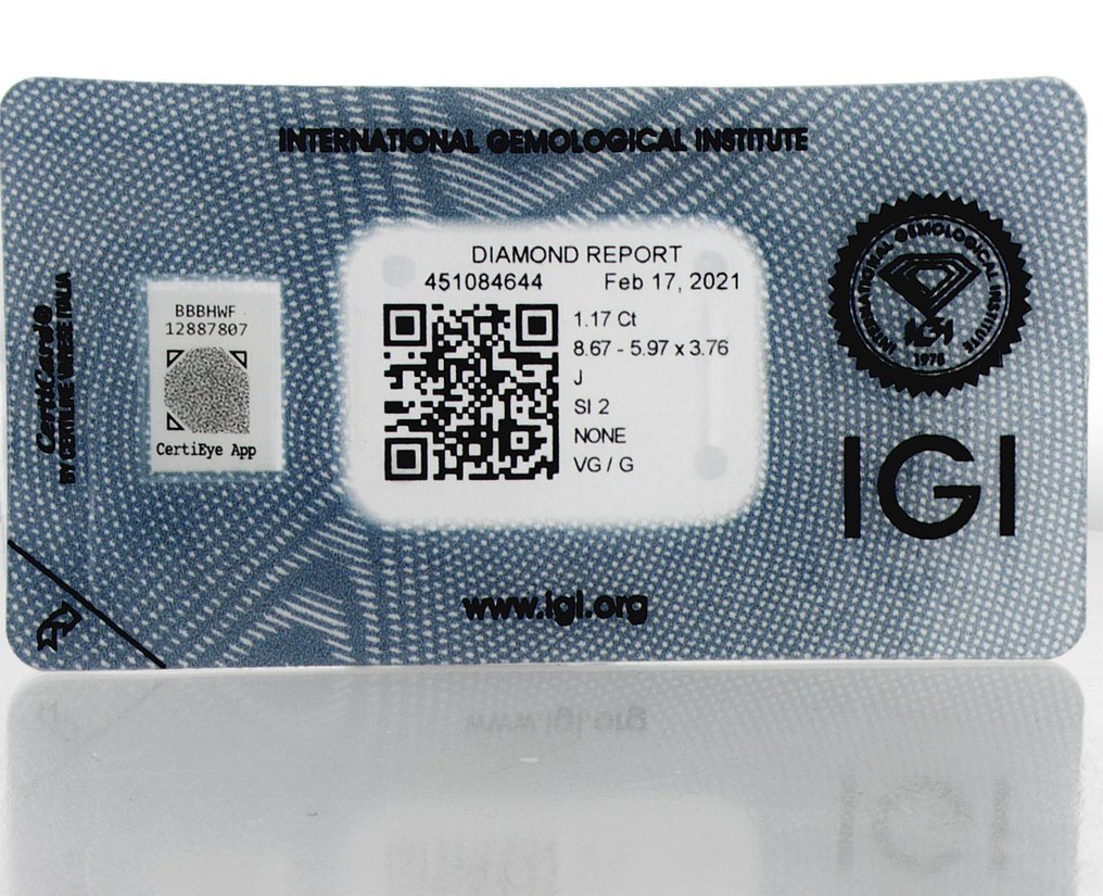 1 pcs Diamond  (Natural)  - 1.17 ct - Pear - J - SI2 - International Gemological Institute (IGI) - IYD030 #4.3