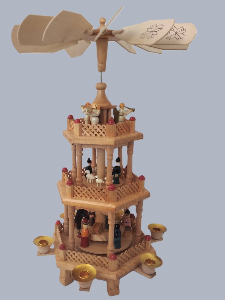 Julefigurpynt - Rotérende julepyramide 3-etasjers - 47 cm - Topp - Tre #2.1