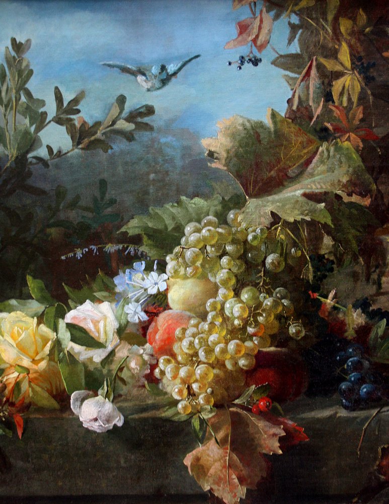 Clara Krüger von Sivers (1854-1924) - Great still life with flowers, fruits, butterflies and birds #3.2