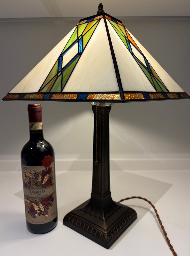 Style Tiffany - Table lamp - In the spirit of the Art Deco American Style of the 30s/40s, 'Streamline Moderne'. - Glass, Metal - Size XXL (50 cm) #1.0