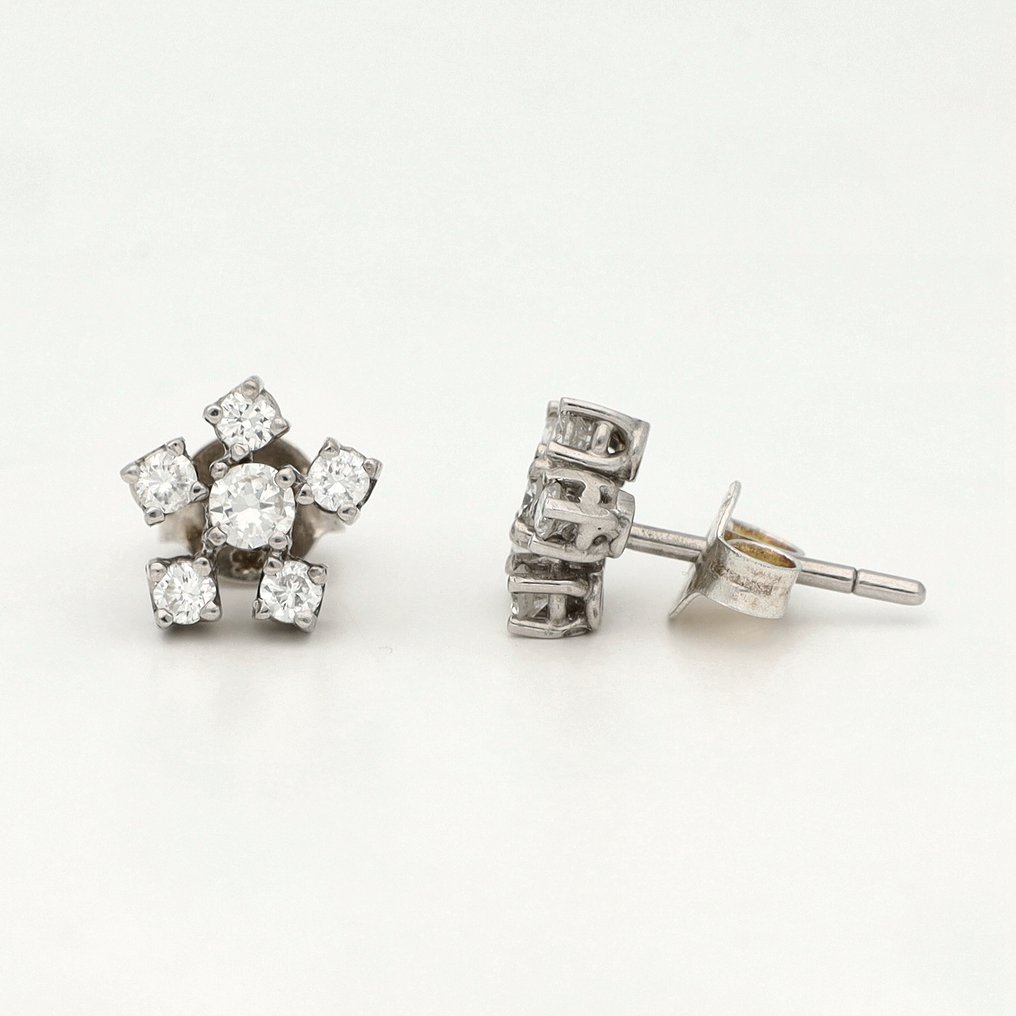 耳环 - 18K包金 白金 钻石 (天然)  #1.0