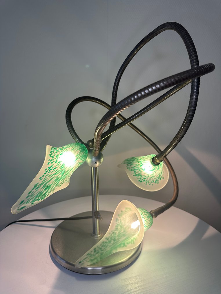 Lampe de table - métal brossé finition chrome, Verre - Lily / Tulip Lampe #1.0