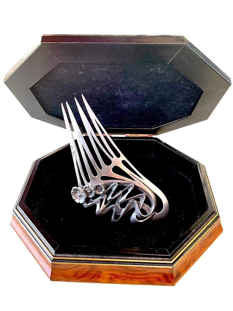 Comb (2) - .800 silver, Burr walnut #1.0