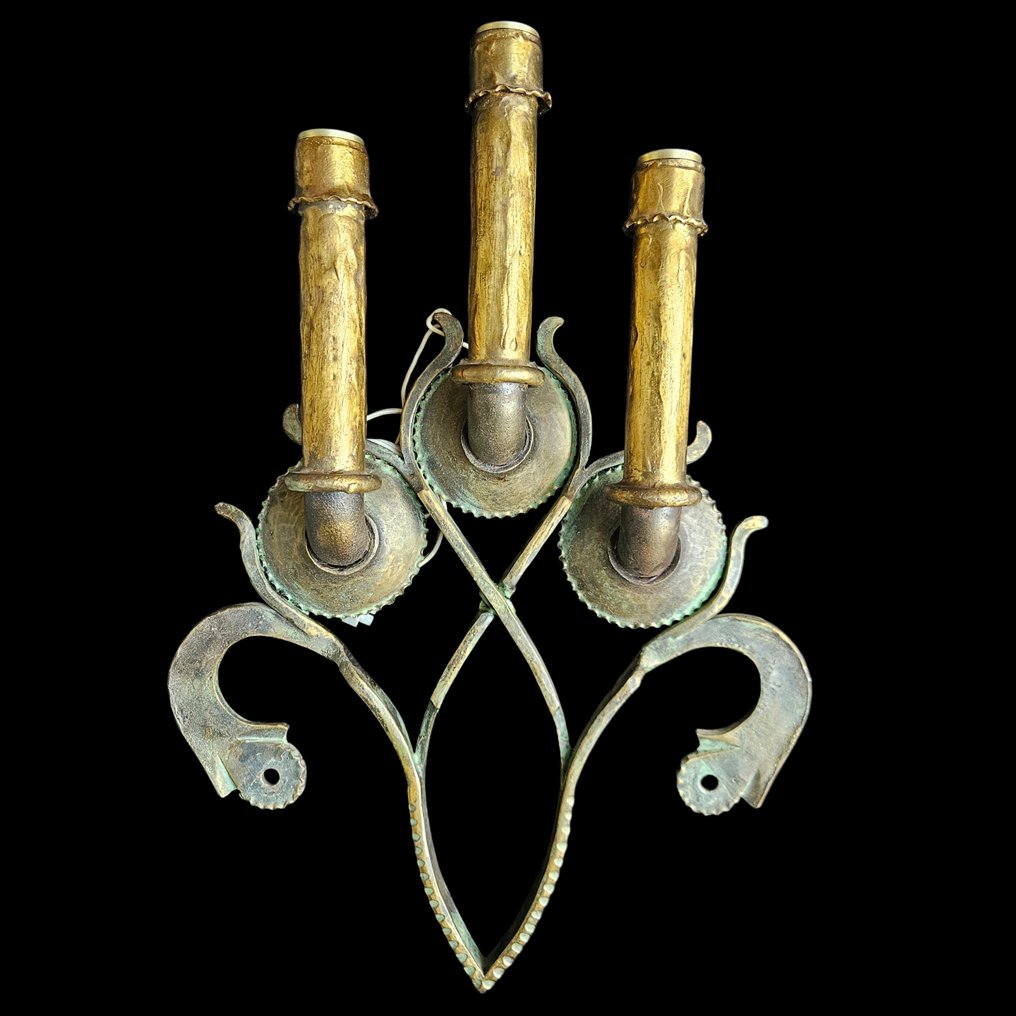 Wall lamp - Bronze, smeedijzer - Arts and crafts wall lamp #1.0