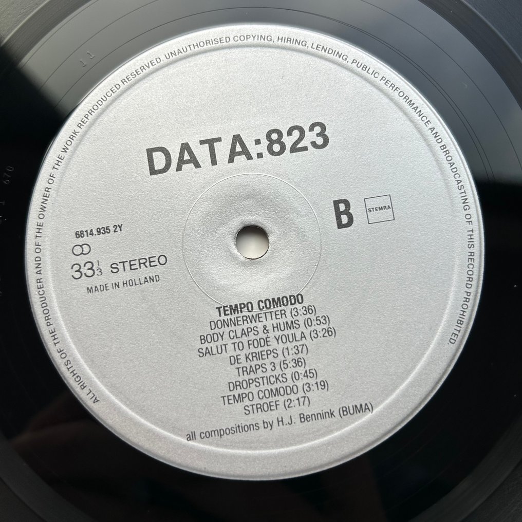 Han Bennink - Tempo Comodo (1st pressing!) - Yksittäinen vinyylilevy - 1982 #4.3