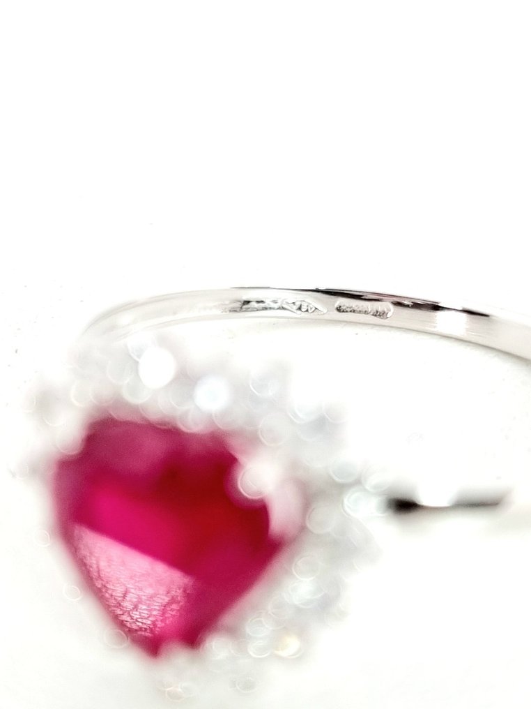 Gyűrű - 18 kt. Fehér arany Rubin - Gyémánt #4.3