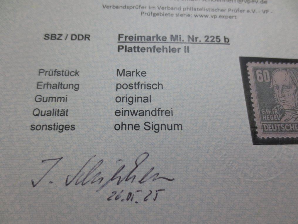 De allieredes besættelse - Tyskland (sovjetisk zone) 1948 - SBZ Köpfe I - sjældnere pladefejl med fund Schönherr - Michel 225 II #4.3