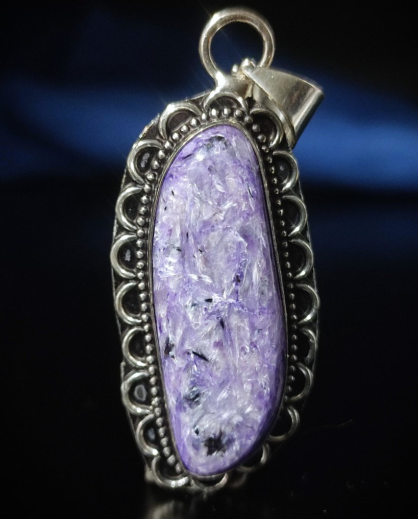 非常漂亮的一流品质查罗石925银吊坠，免运费 - 吊坠 #1.0