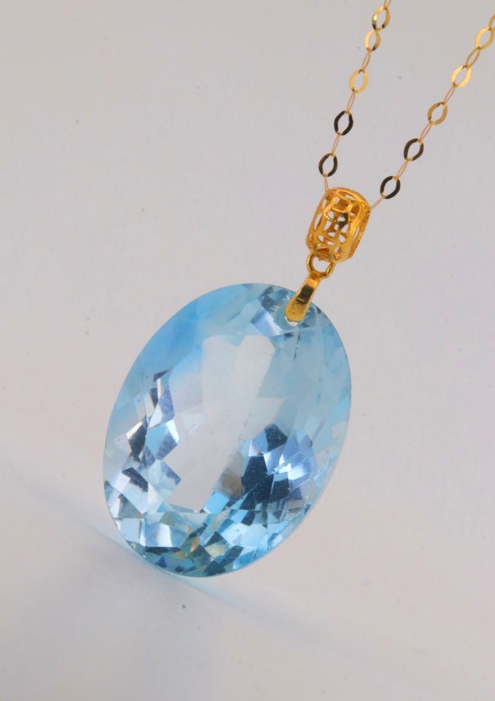 Sans prix de réserve - Pendentif - 18 carats Or jaune Topaze - Topaze bleu royal #4.3