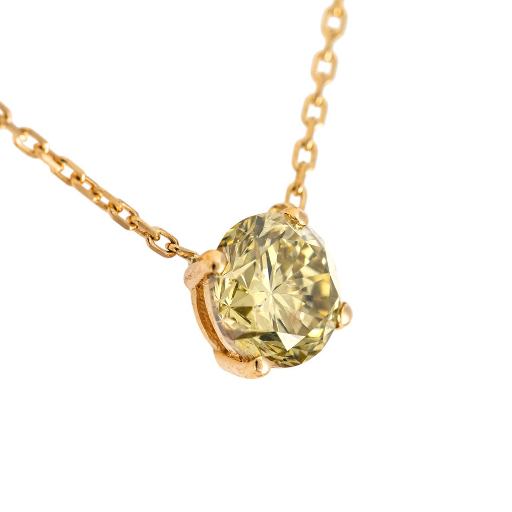 沒有保留價 - 吊墜頸鏈 - 14 克拉 黃金 -  1.03ct. tw. 黃色 鉆石 (天然彩色) #1.0