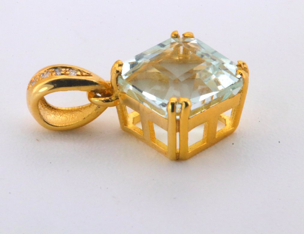 χωρίς τιμή ασφαλείας - Κρεμαστό κόσμημα - 14 καράτια Κίτρινο χρυσό Ακουαμαρίνης #2.1