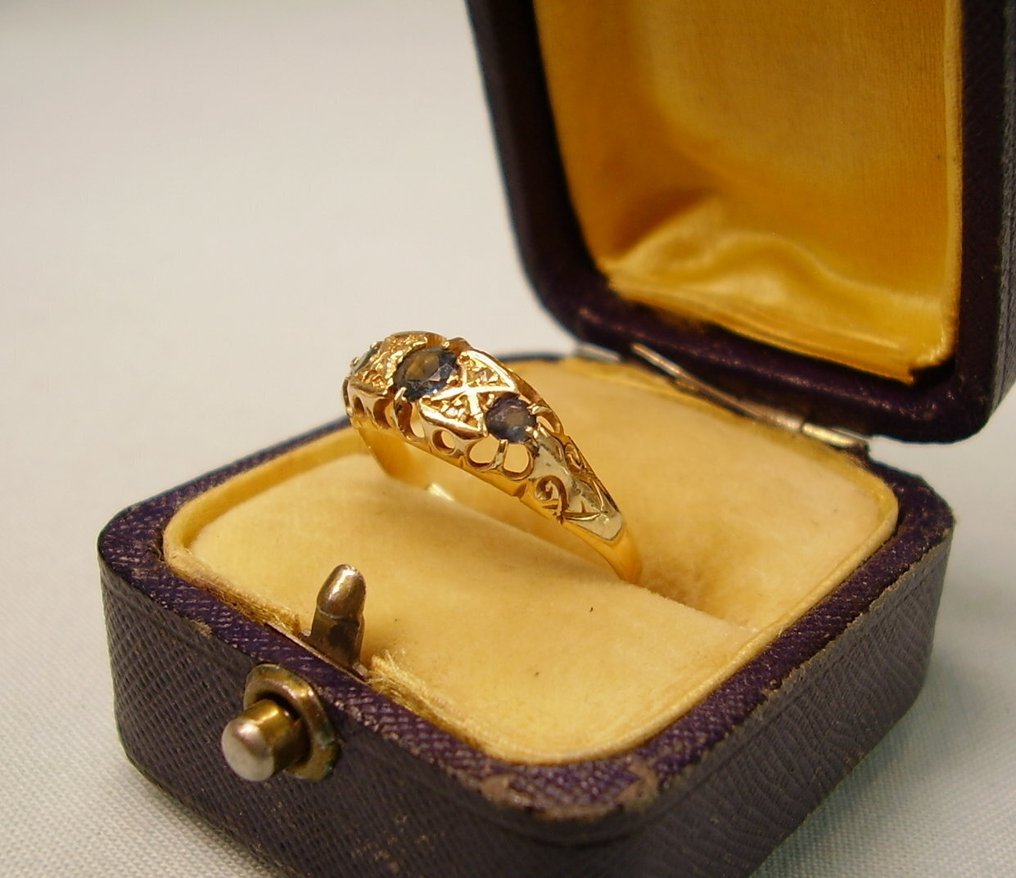 Sans prix de réserve - Handmade - Bague - 18 carats Or jaune - 0.24ct. tw. Saphir - Diamant - Travail manuel Chester1911+MZ #2.1