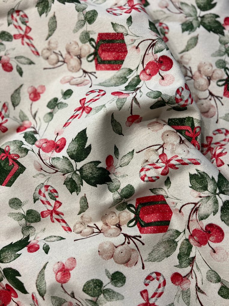 Tkanina z bawełny lurex z oryginalnym świątecznym wzorem. - Tkanina - 280 cm - 250 cm #3.2