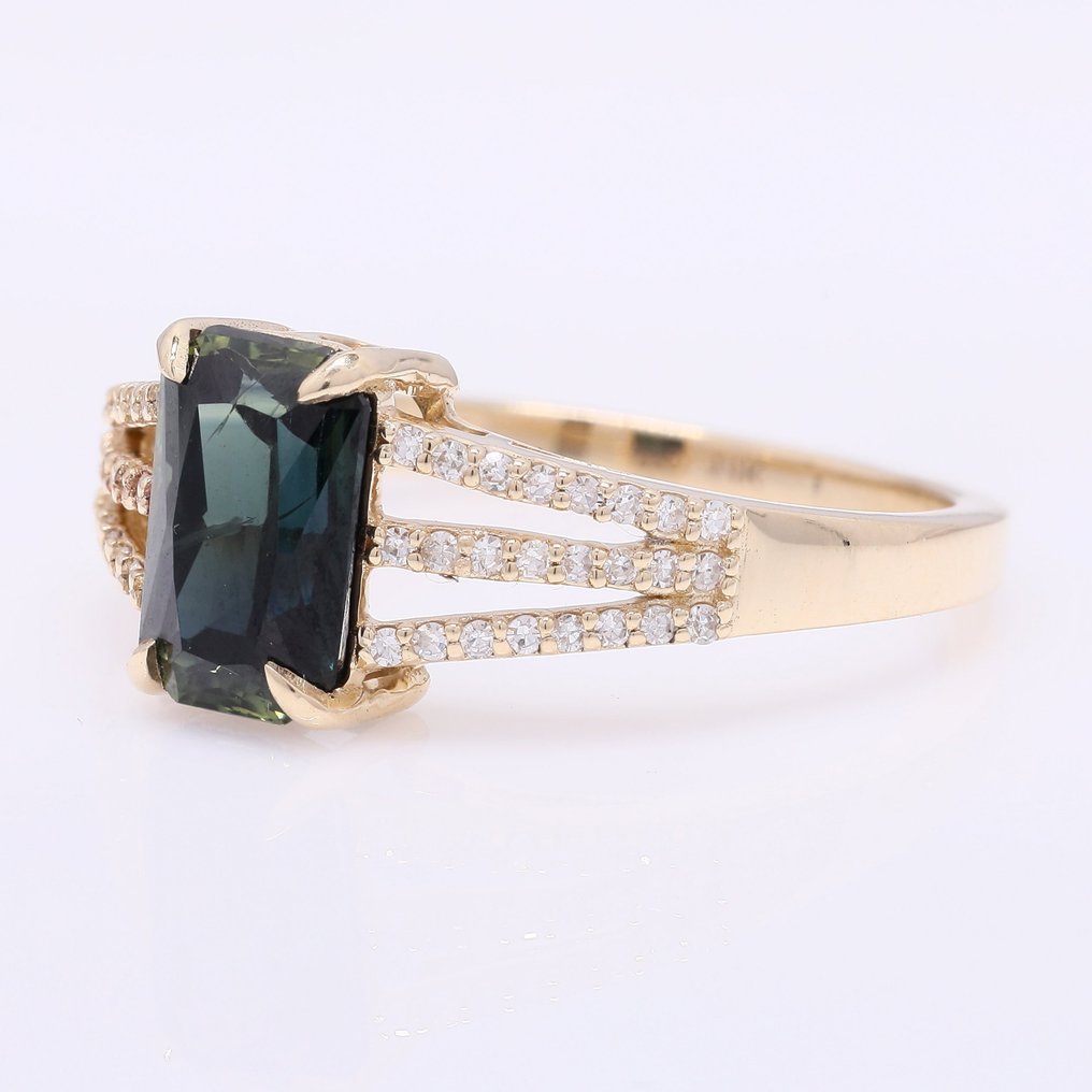 没有保留价 - 戒指 - 14K包金 黄金 - 2.14ct. tw. 蓝宝石 - 钻石 #2.1