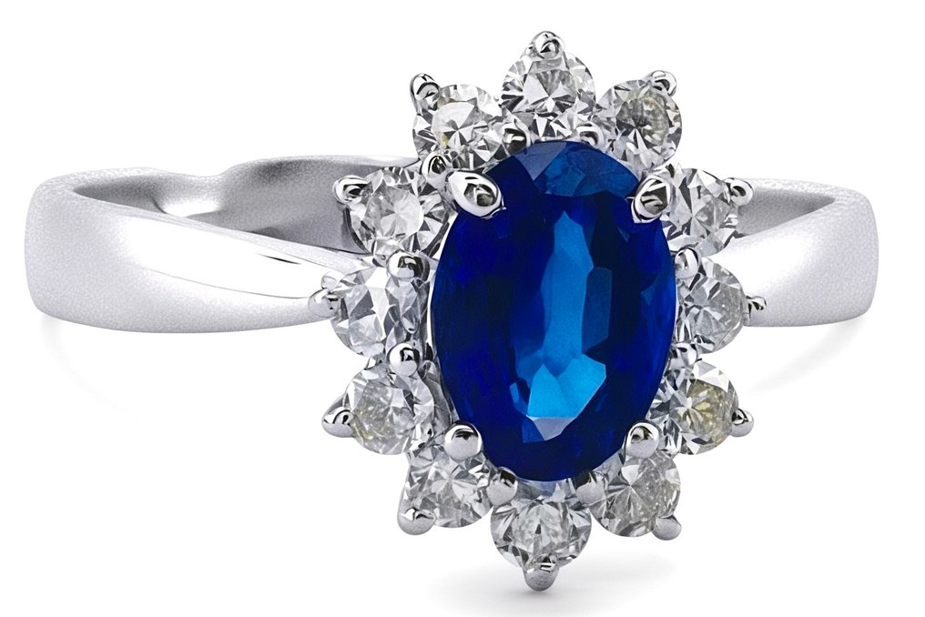 χωρίς τιμή ασφαλείας - Δαχτυλίδι - 18 καράτια Λευκός χρυσός Ζαφείρι - Διαμάντι #3.2